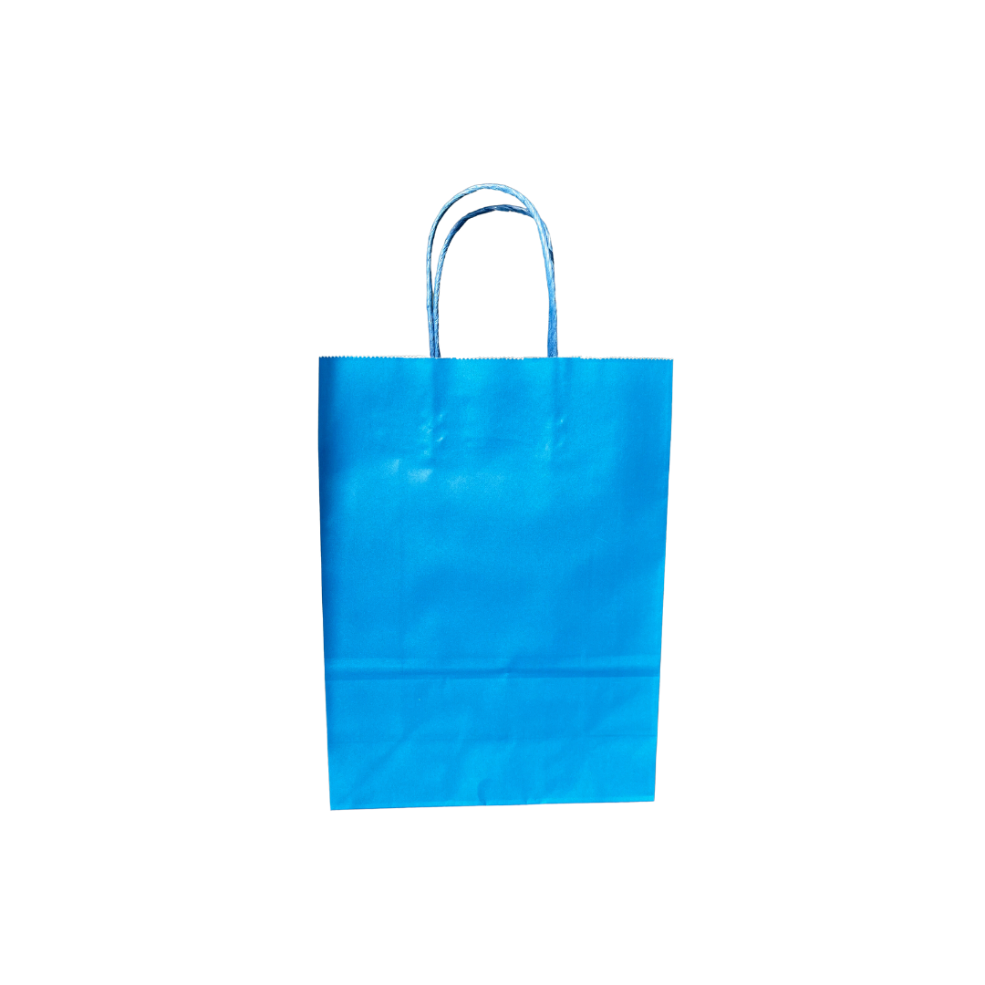 100 Bolsas Kraft Mediana FUCSIA, ROJA O AZUL 22x10x30