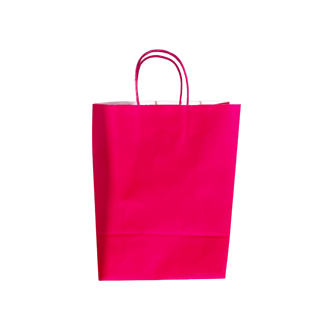 100 Bolsas Kraft Grande Alta FUCSIA, ROJA O AZUL 30x12x41