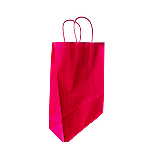 100 Bolsas Kraft Grande Alta FUCSIA, ROJA O AZUL 30x12x41