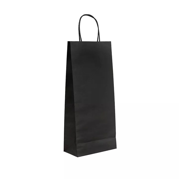 100 Bolsas Kraft Botella Negra 14x8x40